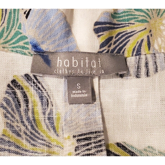 Habitat Clothes to Live In Linen Blouse Top Button Front Floral Women Size Small - Picture 3 of 4